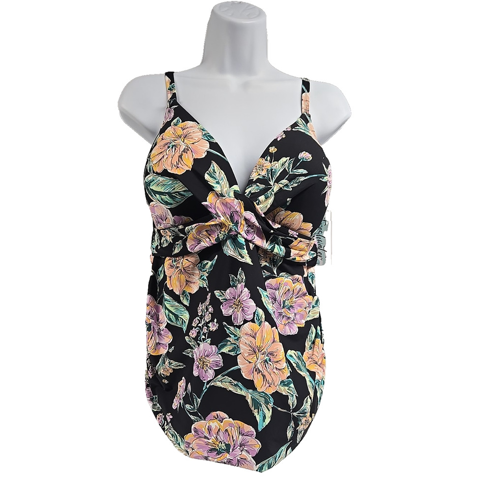 Freshwater Womens Swim Molded Cup Twist Tank Garden Dream Floral Size 1X New